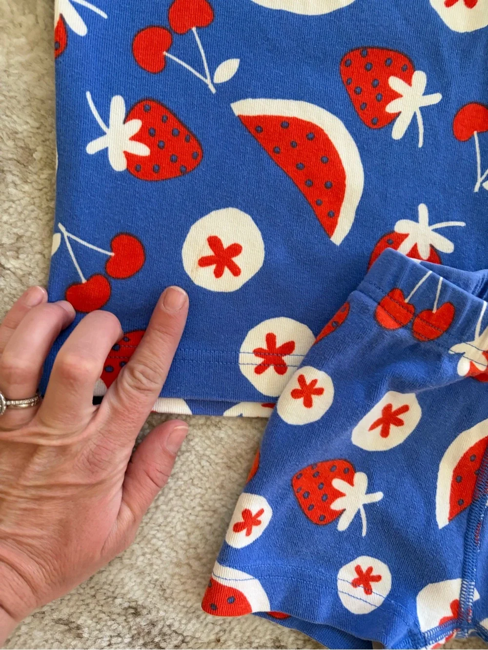 Hanna Andersson Blue Red White Fruit Print Pajama Set